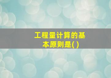 工程量计算的基本原则是( )